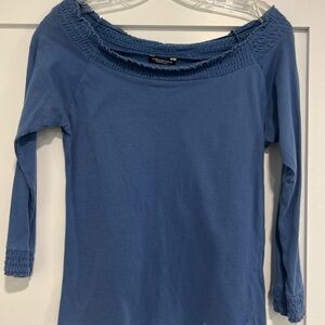 American Eagle Outfitters Blue Off-Shoulder Long Sleeve Top